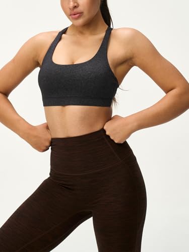 Image of Women's Strappy Sports Bras Light Compression Crop Criss Cross Back Padded Workout Yoga Bra Supportive U Neckline