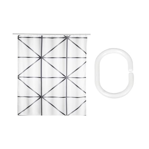 Schöner Wohnen Kollektion Duschvorhang Mod. Shege aus 100% GRS Polyester wasserabweisend mit 16 recycelten Ringen für Moderne Badezimmergestaltung 180x200 cm Mehrfarbig