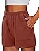 ONLYSHE Shorts for Women Summer Shorts Elastic Waist Soild Color Fashion Casual Shorts with Pockets Wine Red XXL