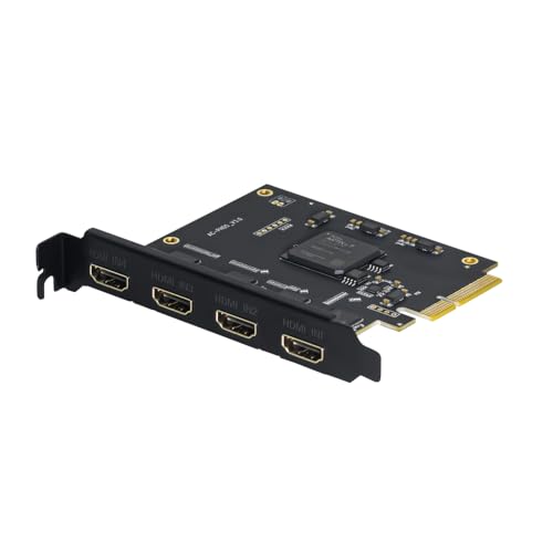 UNISHEEN Quad HDMI PCIe Video Capture Card - Work in 4 Channels Simultaneously, Support Linux/Win11, Built-in Capture Card