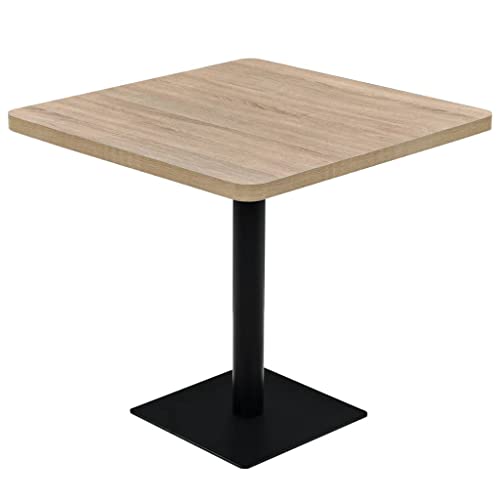 vidaXL Table de Bistro MDF et Acier Carré 80x80x75 cm Couleur de Chêne Bar