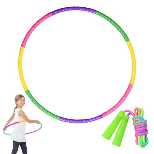 YUZHEDM Hula Hoop Aro para niños desmontable con 8 segmentos, ideal para gimnasia y danza, niños y niñas, para deportes al aire libre y juegos familiares, incluye cuerda de saltar