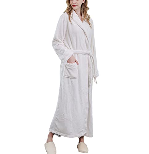 Peignoir de bain long en flanelle pour des matins d'hiver cocooning en polaire blanche L