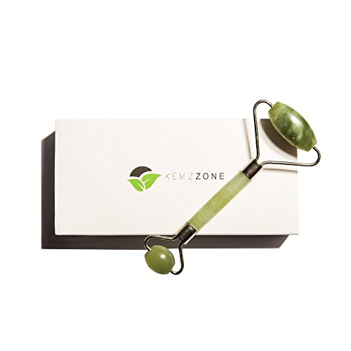 Jade Roller for face - 100% Real Natural Jade Stone roller, Anti-Aging jade Beauty Skincare Tool to Rejuvenate Facial Skin Cooling, Slimming & Firming by Kemzzone