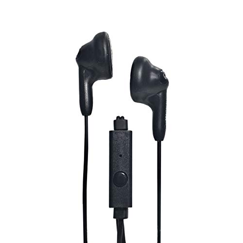 Magnavox MHP4820M-BK Gummy Earbuds with Microphone in Black | Available in Pink, Purple, White, Black, & Blue | Earbuds Gummy | Extra Value Comfort Stereo Earbuds | Durable Rubberized Cable |