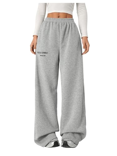 Girl's Baggy Sweatpants Elastic High Waist Wide Leg Sweatpants Joggers Long Track Pants Trendy