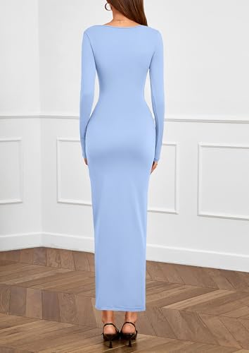 Image of PRETTYGARDEN Women's Fall Cocktail Holiday Midi Dresses | Long Sleeve Cowl Neck, Bodycon Fitted, Ruched Asymmetrical, Elegant Semi Formal, Wedding Guest Party, Fashion Clothing