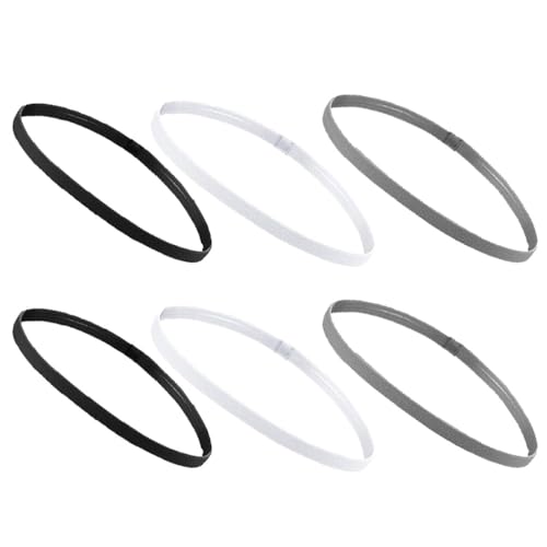 Esforzarse 6 Pcs Sports Headbands Non Slip Stretchy Headwear, Sport Headband, Elastic Thin Sports Headbands Skinny Thin Headband Mini Hair Band for Boys Girls Soccer Yoga Running Exercise(3 Colour)