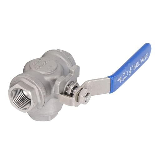 Válvula de Bola de 3 Vías de Acero Inoxidable 304 1/2 Pulgada DN15 Tipo L Rosca Hembra para Agua Aceite y Gas Manual Baja Resistencia y Compacta