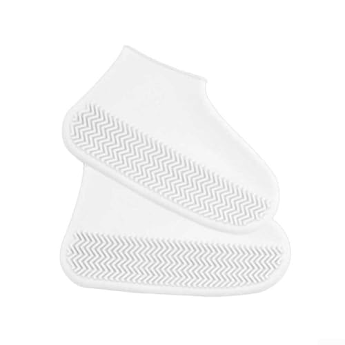 Jotekonoby Funda de silicona para zapatos para condiciones de lluvia al aire libre, suela texturizada antideslizante, protector de botas reutilizable compatible con S/M/L SI (blanco)