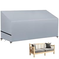 wiipara Gartenbank Abdeckung für 3 Sitzer, Bank Schutzhülle Gartenmöbel Abdeckung Wasserdicht, Anti-UV, Winddicht, 210D Oxford-Gewebe Abdeckhauben für Bänke, Gartensofa (162 x 66 x 66/89cm) - Grau