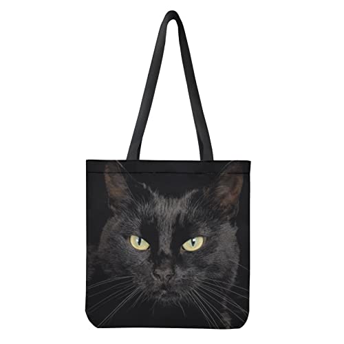 Wanyint Black Cat Reusable Shopping Bags Animal Eco Friendly Canvas Tote Bag for Lady Grils Women, School Cloth Bag Shopping Travel Grocery Bag Wanyint Black Cat Reusable Shopping Bags Animal Eco Friendly Canvas Tote Bag for Lady Grils Women, School Cloth Bag Shopping Travel Grocery Bag