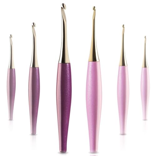 Image of Furls Crochet Hook, Odyssey Purple, Nickel Plated Tip for Effortless Glide, Ergonomic Handle Crochet Hooks 7 inch (Odyssey - Purple, M - 8.00mm)