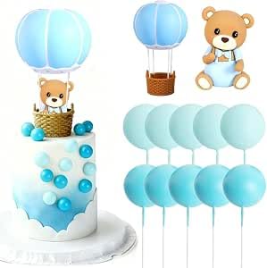 Bear Cake Toppers, Hot Air Balloon Bear Cake Decoration — image 1
