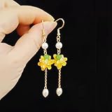 桂花真珠緑珠流蘇 白緑金色ピアス 中華風 中秋金木犀 花見花火 着物和服浴衣漢服