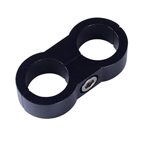 -6AN Hose Separator Clamp - Fuel line Mounting Clamps,Aluminum Hose Fitting Adapter, Great for 3/8 Fuel Hose, Oil Line, Brake Line, Water Pipe and Gas Line,4Pcs/Pack,Black