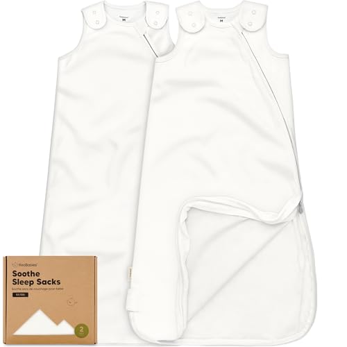 Image of 2-Pack Organic Baby Sleep Sacks, 100% Cotton 0.5TOG (Soft White, 6-18M) | Soft Breathable, Baby Wearable Blanket, Toddler Sleeping Sack 6-18 Months, Easy to Wear Transitional Swaddles for Newborns
