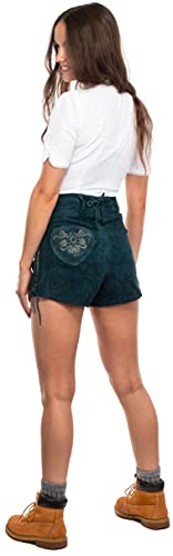 Brandsseller Trachten Lederhose Damen Kurz Türkis – Gr. 40 - Oktoberfest