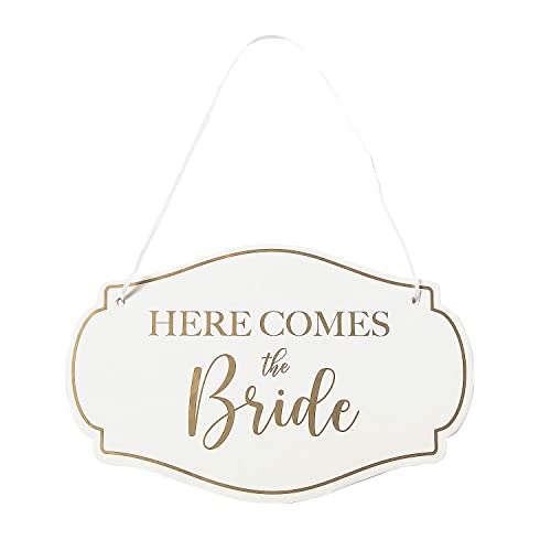 Fun Express Here Comes The Bride Wedding Sign Elegant Rustic Wooden Design for Wedding Ceremony Aisle Dcor Photo Opportunities Bridal Walk Reception Perfect Wedding Decoration 1 Piece