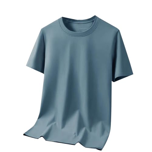 Big and Tall Shirts for Men Short Sleeve Quick Dry Workout Shirt Heavy Weight Gym Tshirts Basic Crew Neck Tops Blue