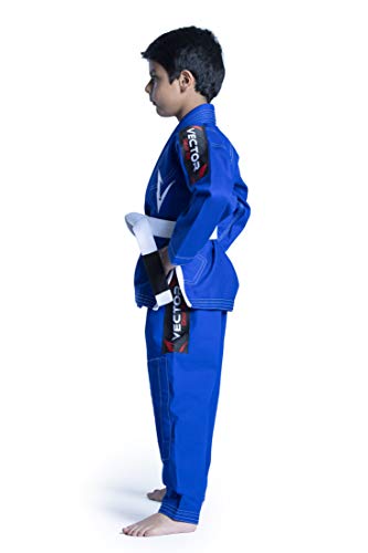 Vector Sports KIDS_GI_BLUE_C1 100% Cotton Pearl Weave Kids Brazillian Jiu Jitsu Bjj Gi Attila Series Kimono Lightweight Preshrunk Fabric thumb #4