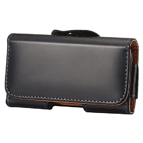 Housse étui horizontal clip ceinture en simili-cuir noir lisse compatible avec QIN QF9 2020