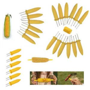 PRAV 10Pcs- Stainless Steel Corn On The Cob Skewers Sweetcorn Holder Grip BBQ Prongs
