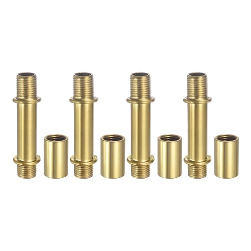 Image of PATIKIL Straight Pipe Lamp Stems Rod Kit, 4 Set M10 Carbon Steel 40mm(1.57 inch) Long Double End Thread Rod with Coupling Nuts Sleeve Connector for Table Lamps Chandeliers,Copper