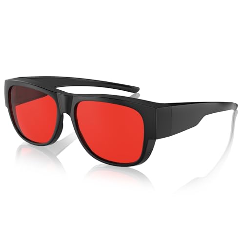 Bloomoak 99% Fit Over Blue Light Blocking Glasses for Sleeping-Red/Amber