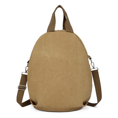 Durable Canvas Backpack for Women, Vintage Adjustable Shoulder Straps, Multi-Purpose Rucksack for Travel Hiking Daily Use (Khaki)