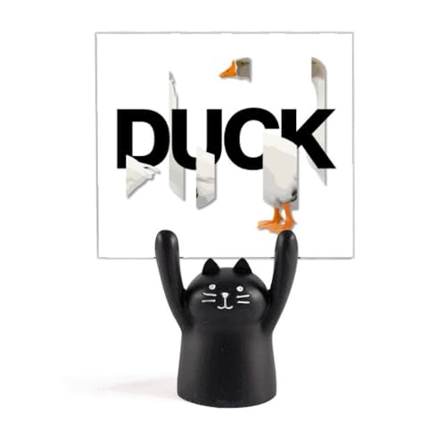 ダックカット部分配合 カートゥーン黒猫スタンド型メモホルダー装飾