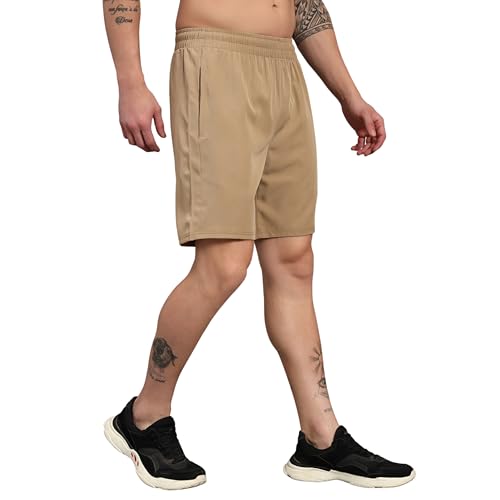 Image of ATICX Polyester Shorts for Men - Quick Dry Lightweight with Zipper Pockets - Gym, Running, Jogging, Training Half Pants for Basketball, Swimming, Badminton, Cycling, Football, Outdoor & Home Wear