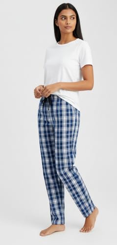 Image of Womens Multicolor Cotton Checkered Pyjama | Checks Pajama for women with Elastic & Drawstring Plus Size (S TO 8XL)