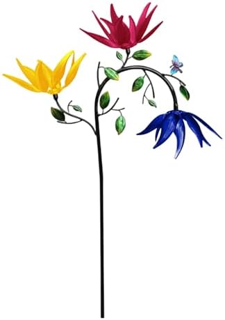 Girouettes Decorativas al Aire Libre para Jardín y Terraza | Coloridas Flores Metálicas para Decoración Exterior | Objeto Deco para Balcón, Terraza, Césped, Callejón Jardinera – Idea de