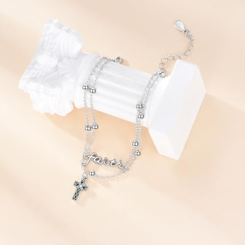 Image of ONEFINITY Shamrock /Mustard Seed /Cross /Witches Knot /Mountain Bracelets S925 Sterling Silver Faith Bracelet Christian Jewelry Gifts for Women Mom
