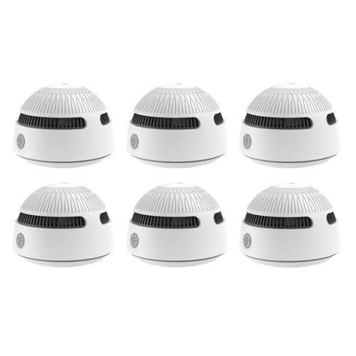 RenseCum 6 Pack Photoelectric Smoke Detector, 10-Year Battery Life Smoke Alarm with Test Button, UL 217 Certified Battery Operated Fire Alarm, 85dB Smoke Detector for Home
