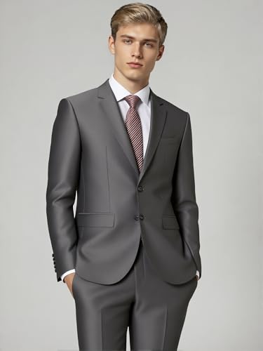 Classic Two-Button Men's Blazer, Charcoal Gray, for Business Weddings3