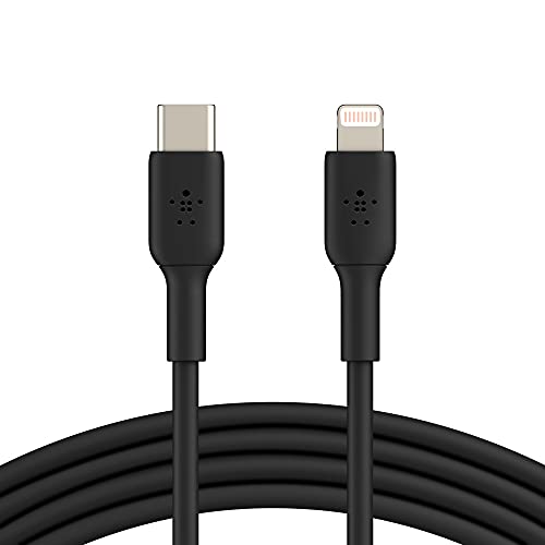 Belkin Cavo da USB-C a Lightning (Cavo di ricarica rapida per iPhone 14 o versioni precedenti), Boost Charge Cavo USB-C per iPhone certificato MFi (nero, 2 m)