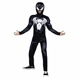 Jazwares Marvel Venom Official Boys Youth Halloween Costume - Premium Quality Padded Jumpsuit with Pull On Fabric Mask (BOYS MEDIUM (8))