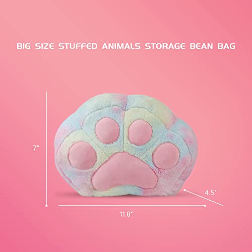 Cuebear Stuffed Animal Storage Bean Bag Chair Cover For Kids Tie Dye Cat's Paw Bean Bag Chair For Girls Medium Size Toy Organizer Cover Only Without Filling #TOP2
