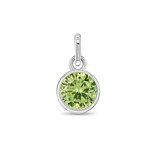 In Season Jewelry SS-05-00079 925 Sterling Silver Small Round Light Green Simulated Peridot Birthstone Charm For Young Girls & Teens - Cubic Zirconia Charms For A Girls Charm Bracelet cover