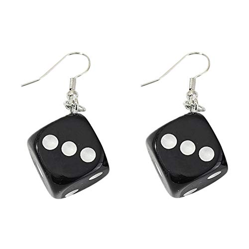 2 Pairs Dice Earring Contracted Sieve Disco Dancing Earrings Punk Resin Black White Cube Dice Casino Drop Earrings Funny Geometric 3D Dice Dangle Earrings for Women Party Jewelry3