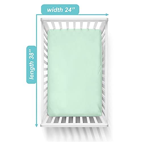 Image of TL Care 100% Natural Cotton Fitted Mini Crib Sheet 38 inch x 24 inch - Soft & Breathable Small Nesting Portable Crib Sheet, Fits Pack N Play Mattresses, Mint, for Boys & Girls
