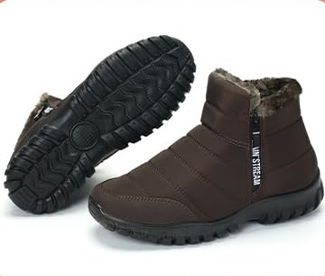 Men's Waterproof Warm Zipper Snow Ankle Boot,Winter Comfy Boots Lined Slip on Casual Walking Cotton Shoes Snow Boots3