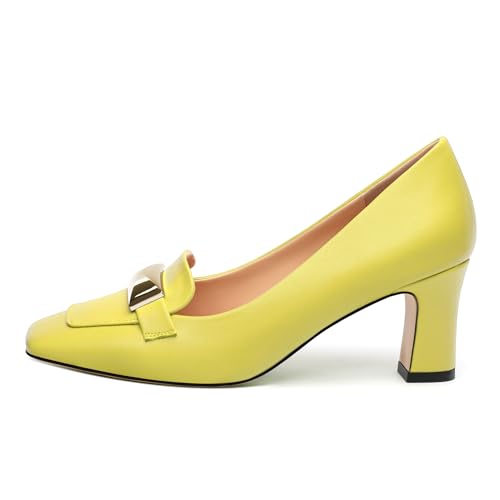 Women's Matte Closed Slip On Square Toe Mid Heels,Comfort Loafers Pumps Office Shoes 2.5 Inch2