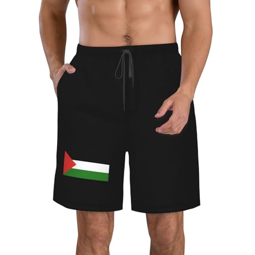 Flag of Palestine Mens Swim Trunks Quick Dry Swim Board Shorts Casual Beach Shorts