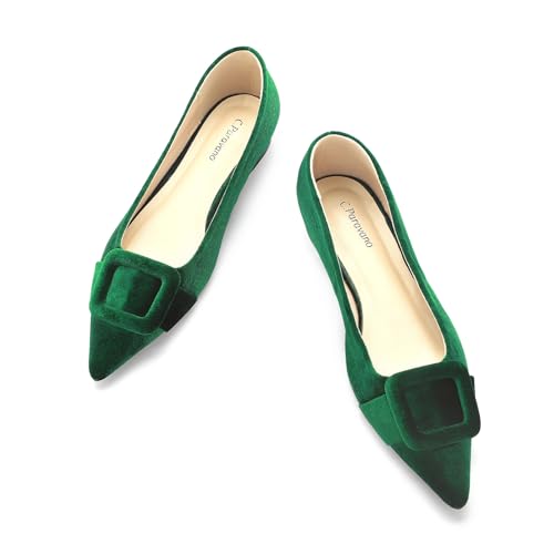 Image of C.Paravano Velvet Flats | Women's Pointed Toe Shoes | Dressy Flats for Women | Designer Shoes
