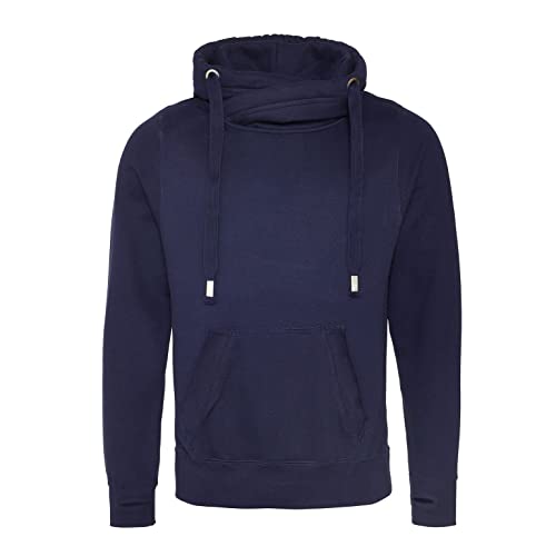 AWDis Men's Cross Neck Hoodie, Blue (Oxford Navy), XX-Large
