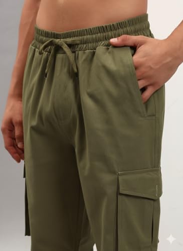 Image of Q - RIOUS Men's 6 Pocket Cotton Cargo Pants - Relaxed Fit Utility Trousers