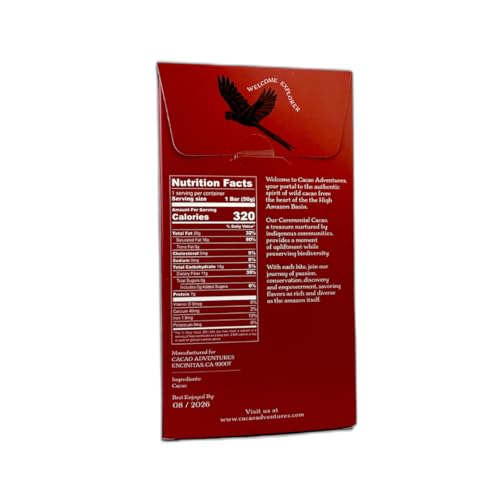 Cacao Adventures - 100% Pure Ceremonial Grade Cacao Bar | Wild Strains | Ethically Sourced Sustainably Grown | (1.76 oz - Pack of 3)